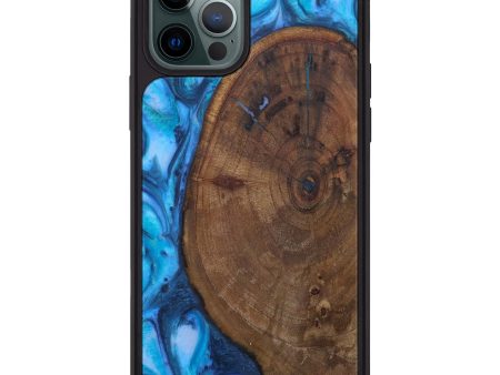 iPhone 12 Pro Max Wood+Resin Phone Case - Andy (Light Blue, 602021) For Cheap