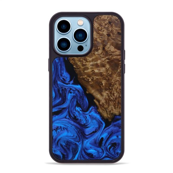 iPhone 14 Pro Max Burl Wood Phone Case - Paulette (Dark Blue, 600597) Sale