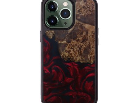 iPhone 13 Pro Wood+Resin Phone Case - Ema (Dark Red, 600759) Fashion