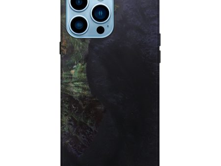 iPhone 14 Pro Max Wood+Resin Live Edge Phone Case - Winnifred (Pure Black, 601228) on Sale