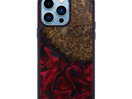 iPhone 14 Pro Max Wood+Resin Phone Case - Lloyd (Dark Red, 600753) Cheap