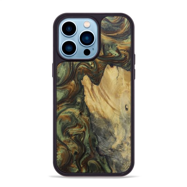 iPhone 14 Pro Max Burl Wood Phone Case - Florentia (Dark Green, 602335) For Discount