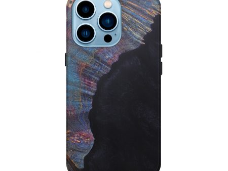 iPhone 14 Pro Wood+Resin Live Edge Phone Case - Sephira (Pure Black, 600500) Discount