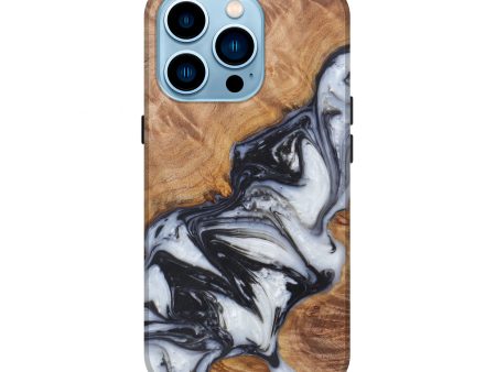 iPhone 14 Pro Wood+Resin Live Edge Phone Case - Tushar (Black & White, 602512) Online now