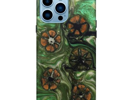 iPhone 14 Pro Max Wood+Resin Live Edge Phone Case - Jaclyn (Dark Green, 601231) on Sale