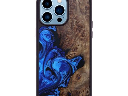 iPhone 14 Pro Max Burl Wood Phone Case - Carla (Dark Blue, 600612) Cheap