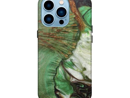 iPhone 14 Pro Wood+Resin Live Edge Phone Case - Vonni (Dark Green, 601212) Online now