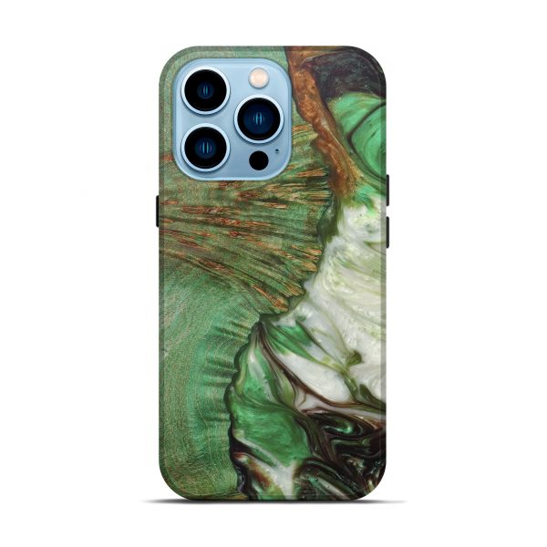 iPhone 14 Pro Wood+Resin Live Edge Phone Case - Vonni (Dark Green, 601212) Online now