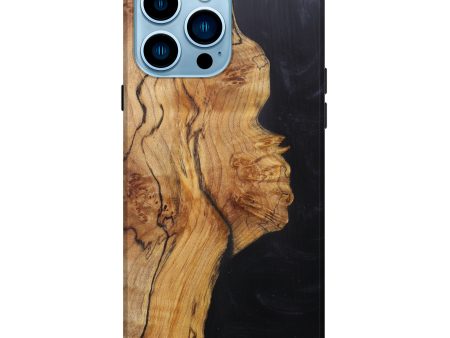 iPhone 14 Pro Max Wood+Resin Live Edge Phone Case - Avie (Pure Black, 601225) Discount