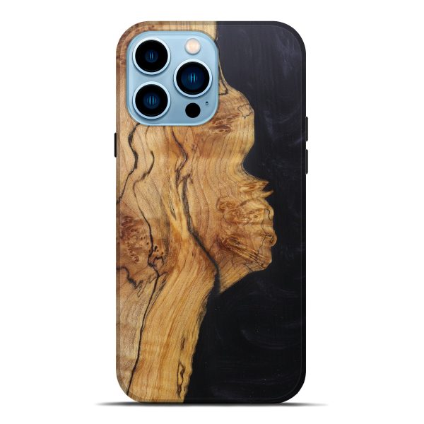 iPhone 14 Pro Max Wood+Resin Live Edge Phone Case - Avie (Pure Black, 601225) Discount