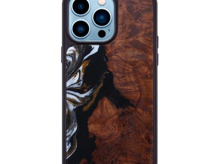 iPhone 14 Pro Max Wood+Resin Phone Case - Mab (Black & White, 602173) Online Sale