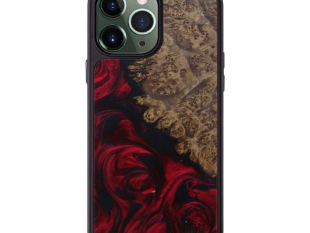 iPhone 13 Pro Max Wood+Resin Phone Case - Petri (Dark Red, 600756) Cheap