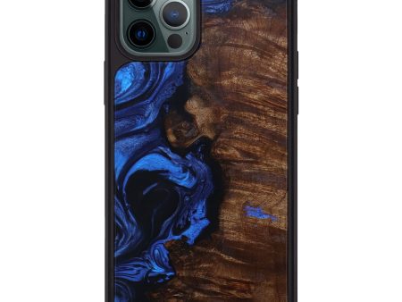 iPhone 12 Pro Max Burl Wood Phone Case - Justin (Dark Blue, 600621) Cheap