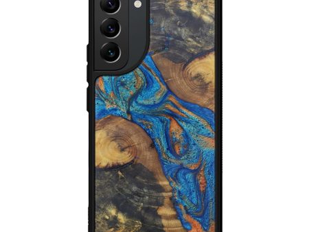 Galaxy S22 Plus Wood+Resin Phone Case - Ajit (Teal & Gold, 603111) Online Sale