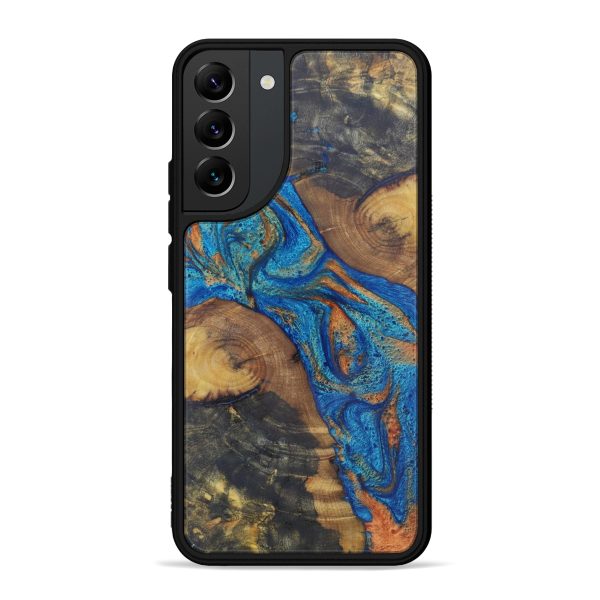 Galaxy S22 Plus Wood+Resin Phone Case - Ajit (Teal & Gold, 603111) Online Sale