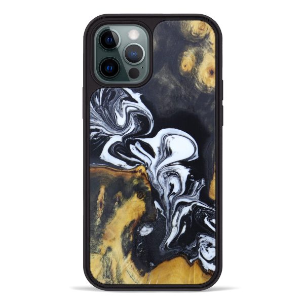 iPhone 12 Pro Wood+Resin Phone Case - Lindsey (Black & White, 603037) For Discount