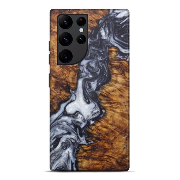 Galaxy S22 Ultra Wood+Resin Live Edge Phone Case - Nancey (Black & White, 602463) For Sale