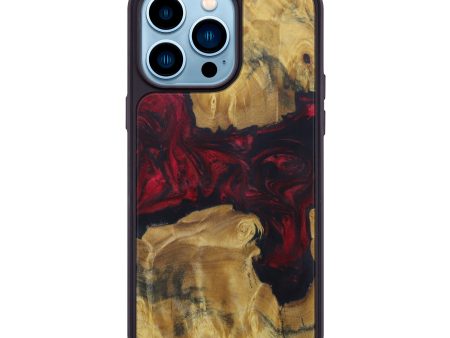 iPhone 14 Pro Max Wood+Resin Phone Case - Wes (Dark Red, 600885) Discount