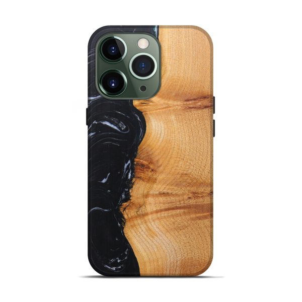 iPhone 13 Pro Wood+Resin Live Edge Phone Case - Ignatius (Pure Black, 601236) Hot on Sale