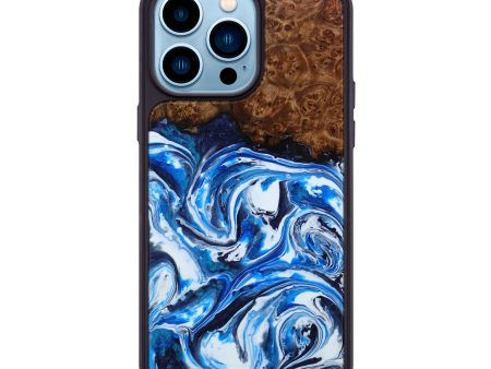 iPhone 14 Pro Max Burl Wood Phone Case - Kalila (Dark Blue, 600584) Online now