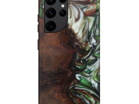 Galaxy S22 Ultra Wood+Resin Live Edge Phone Case - Berneta (Dark Green, 600528) Hot on Sale