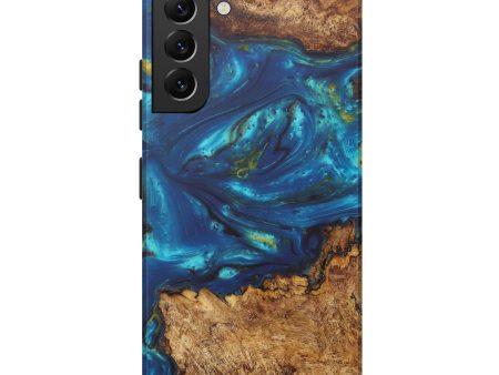 Galaxy S22 Plus Wood+Resin Live Edge Phone Case - Lauryn (Teal & Gold, 602504) Online