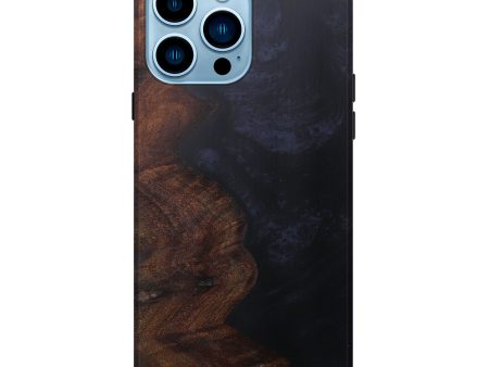 iPhone 14 Pro Max Wood+Resin Live Edge Phone Case - Jeanna (Pure Black, 601232) Fashion