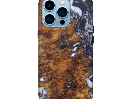 iPhone 14 Pro Wood+Resin Live Edge Phone Case - Brittany (Black & White, 602528) Sale