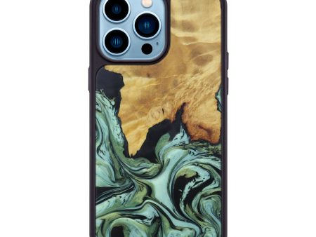 iPhone 14 Pro Max Wood+Resin Phone Case - Aryn (Dark Green, 602187) For Discount