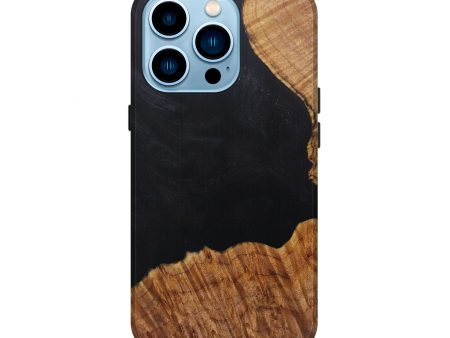 iPhone 14 Pro Wood+Resin Live Edge Phone Case - Shuji (Pure Black, 600540) Online