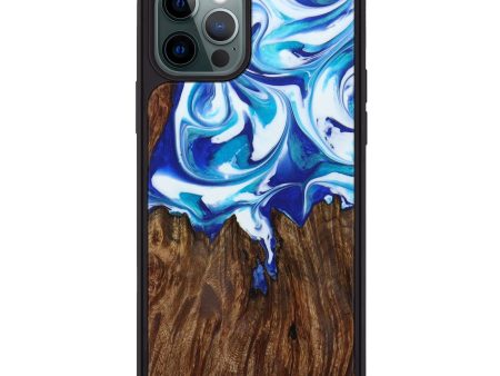 iPhone 12 Pro Wood+Resin Phone Case - Yvette (Dark Blue, 601510) Online Sale