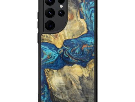 Galaxy S22 Ultra Wood+Resin Phone Case - Amalita (Teal & Gold, 603106) on Sale