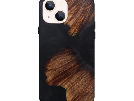 iPhone 14 Wood+Resin Live Edge Phone Case - Melita (Pure Black, 601227) Discount