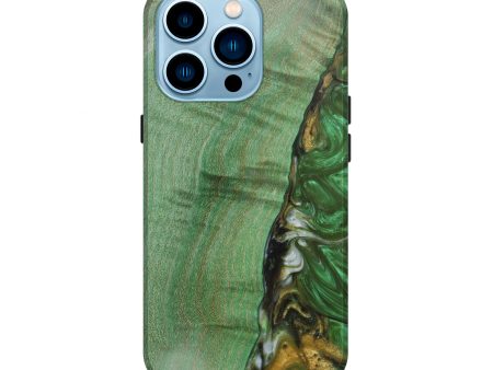 iPhone 14 Pro Wood+Resin Live Edge Phone Case - Trescha (Dark Green, 601205) Online now