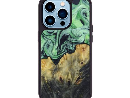 iPhone 14 Pro Wood+Resin Phone Case - Zafar (Dark Green, 601535) Online now