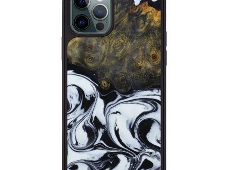 iPhone 12 Pro Wood+Resin Phone Case - Jacqui (Black & White, 602169) Hot on Sale