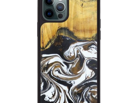 iPhone 12 Pro Wood+Resin Phone Case - Florine (Black & White, 603112) Online Hot Sale