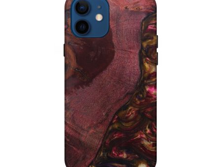 iPhone 12 Wood+Resin Live Edge Phone Case - Norel (Dark Red, 601243) Fashion