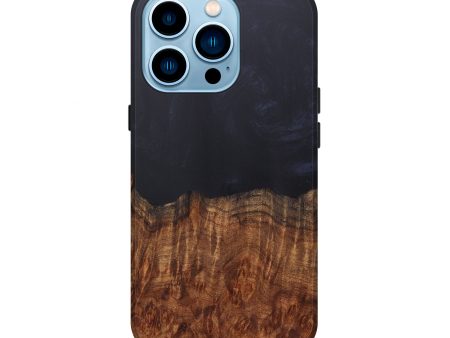 iPhone 14 Pro Wood+Resin Live Edge Phone Case - Catherine (Pure Black, 600504) Cheap