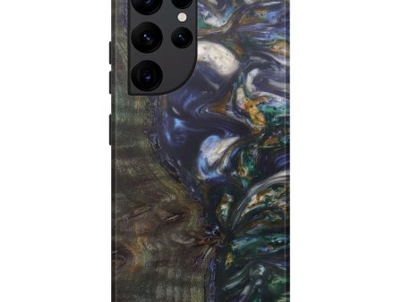 Galaxy S22 Ultra Wood+Resin Live Edge Phone Case - Brietta (Dark Blue, 602484) For Sale