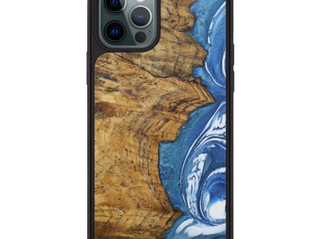 iPhone 12 Pro Wood+Resin Phone Case - Ladan (Light Blue, 601883) Online now