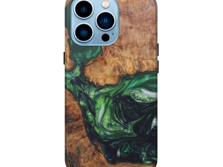 iPhone 14 Pro Wood+Resin Live Edge Phone Case - Shana (Dark Green, 602498) Online Sale