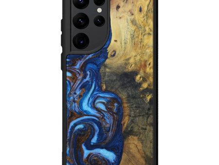 Galaxy S22 Ultra Wood+Resin Phone Case - Brandie (Teal & Gold, 602396) Hot on Sale