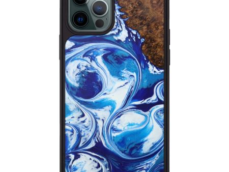 iPhone 12 Pro Max Burl Wood Phone Case - Amandip (Dark Blue, 600632) Supply