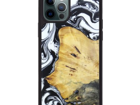 iPhone 12 Pro Wood+Resin Phone Case - Clementina (Black & White, 603096) Cheap