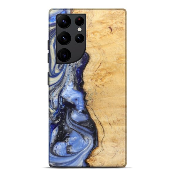 Galaxy S22 Ultra Wood+Resin Live Edge Phone Case - Inm (Light Blue, 598628) For Sale