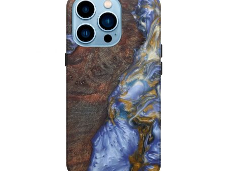 iPhone 14 Pro Wood+Resin Live Edge Phone Case - Jo (Light Blue, 598596) on Sale