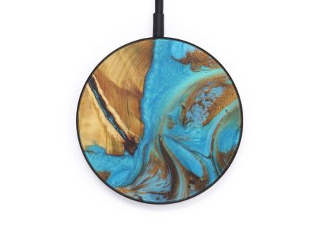 Circle Wood+Resin Wireless Charger - Irita (Teal & Gold, 598003) Online now