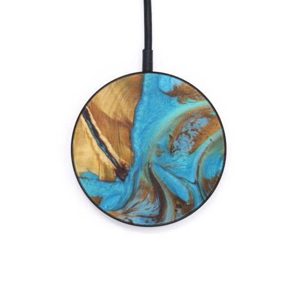 Circle Wood+Resin Wireless Charger - Irita (Teal & Gold, 598003) Online now