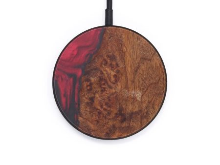 Circle Wood+Resin Wireless Charger - Neil (Dark Red, 599836) For Sale